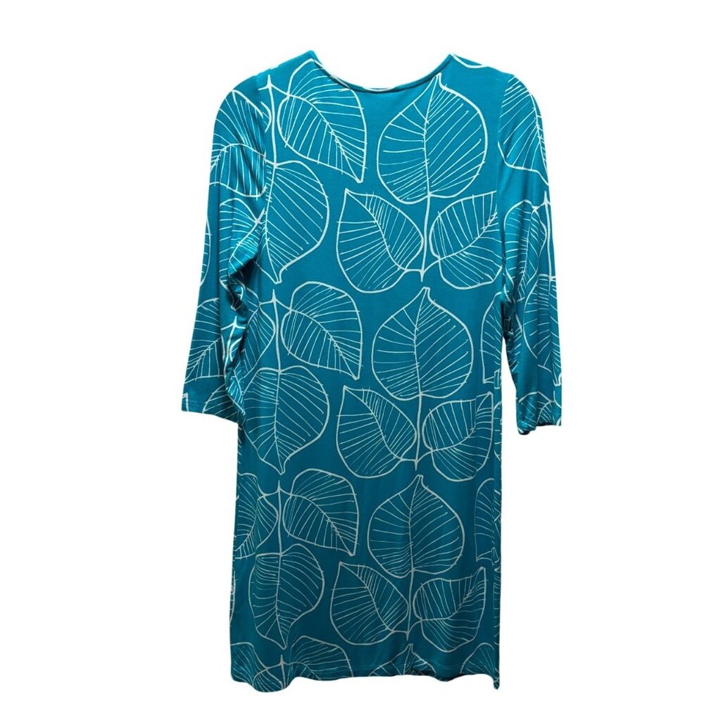 Boden Freya Teal Leaf Print Dress Size 8 - Picture 4 of 8